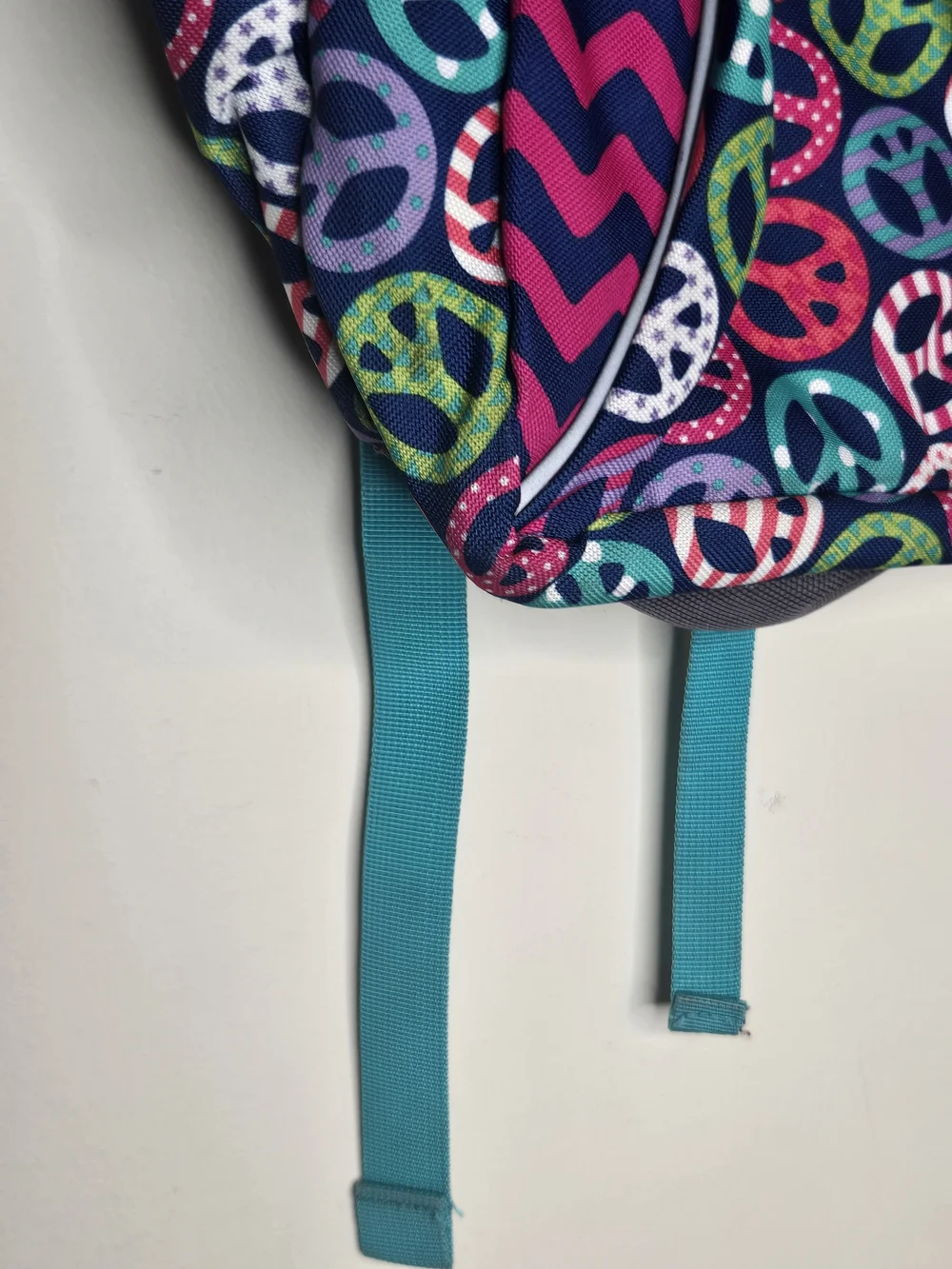 Garnet Hill Kids Peace Sign Chevron School Backpack Book Bag Like New
